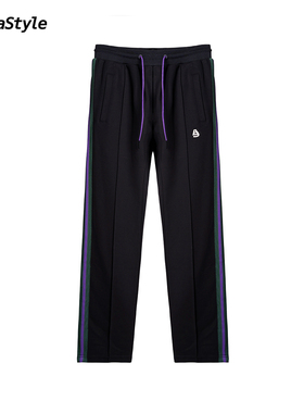 AlphaStyle秋冬季Frain运动束脚裤潮牌休闲时尚经典舒适条纹百搭