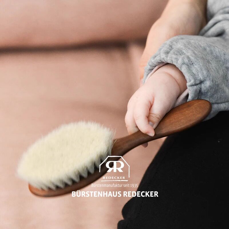 redecker德国婴儿梳子新生儿胎毛去头垢刷婴幼儿专用按摩软毛刷子