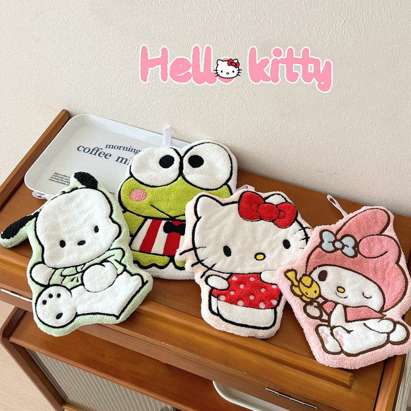 hellokitty擦手巾卡通可爱洗手毛巾双层加厚强吸水珊瑚绒儿童方巾