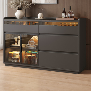 轻奢岩板餐边柜靠墙一体储物柜边柜客厅置物柜多功能茶水柜橱柜子