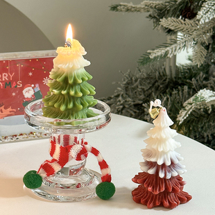 圣诞树香薰蜡烛圣诞雪松带铃铛创意礼物礼品拍照道具室内装 饰摆件