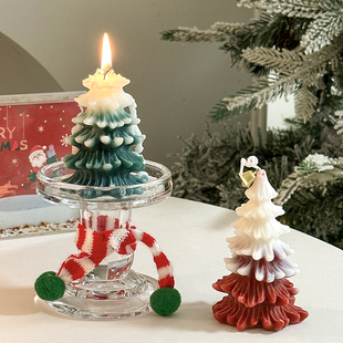 圣诞树蜡烛圣诞节装 饰品ins风雪顶香薰桌面摆件创意圣诞礼物礼品