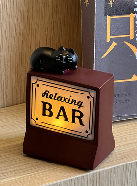 可爱猫咪小夜灯生日礼物复古迷你桌面ins氛围感装饰摆件咖啡吧台