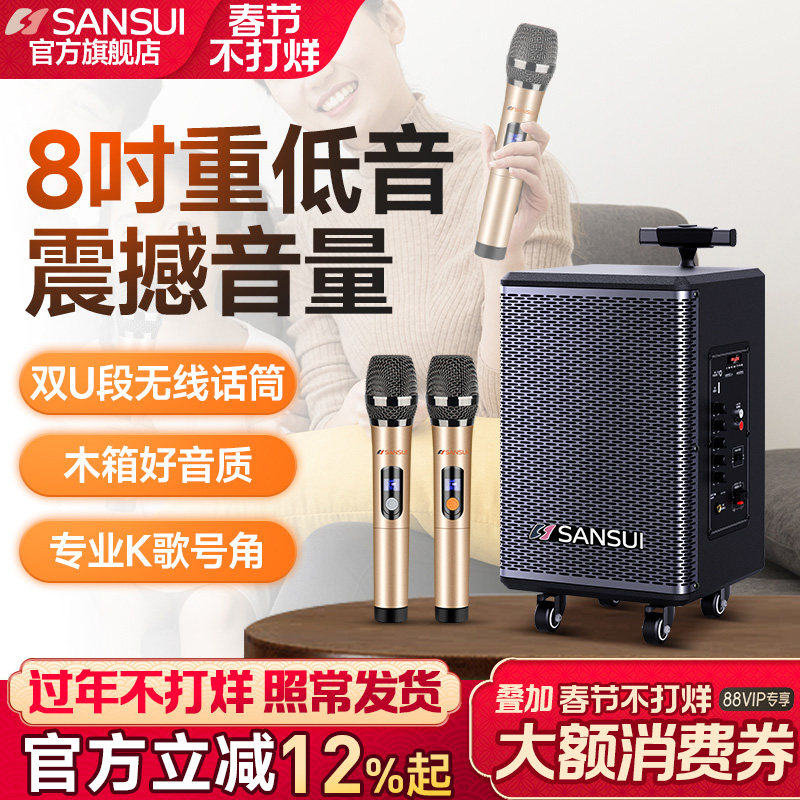 山水TE06户外广场舞音响蓝牙音箱移动便携式唱歌跳舞大功率重低音