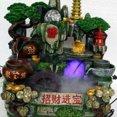 招财假山流水摆件金蝉招财进宝喷泉水景室内装饰摆件树脂工艺品