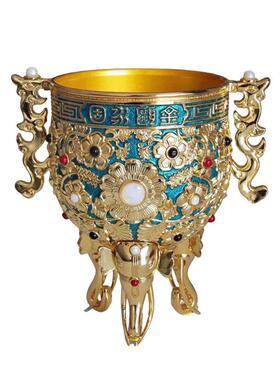 金瓯永固杯鎏金工艺杯体錾刻缠枝花卉6颗珍珠宝石DIY商务礼品手工