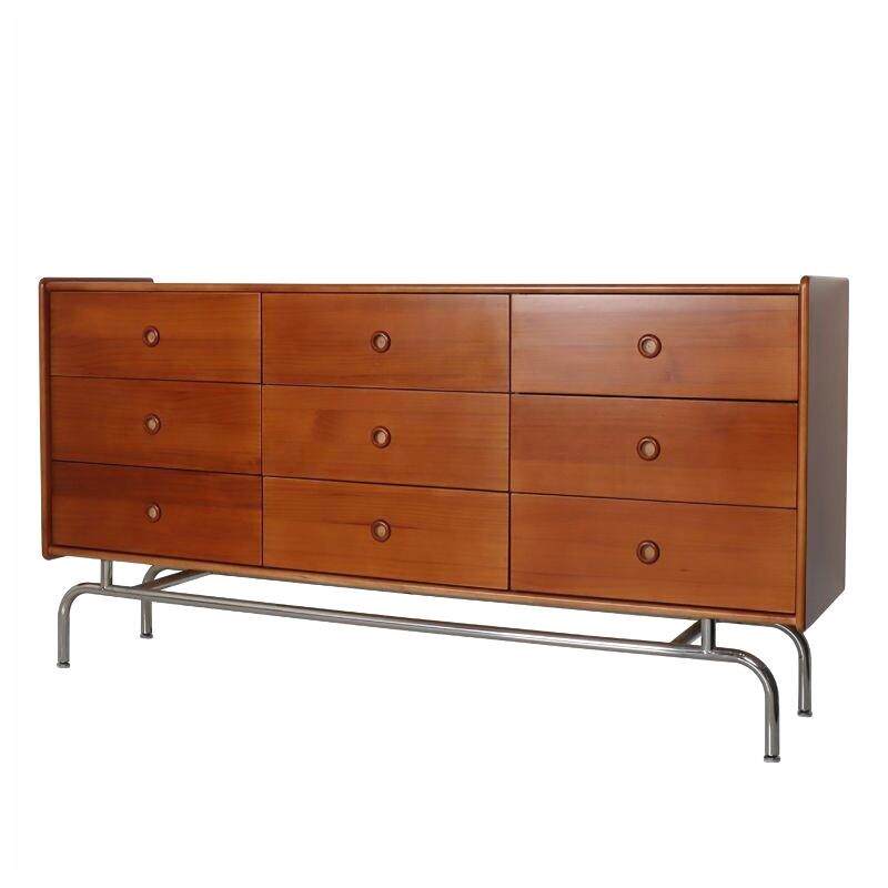 法式复古实木九斗柜客厅靠墙中古风边柜五斗收纳柜卧室六斗柜储物