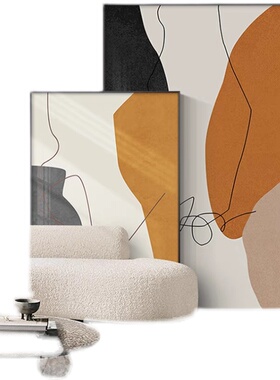 橙色大幅客厅装饰画大气抽象沙发背景墙落地画现代入户玄关挂画