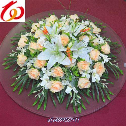 桌花真台花大型圆m形会议桌上塑料花酒店桌面餐桌转盘布置摆装饰