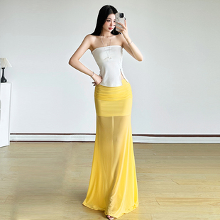 SylCue 短上衣 拽酷辣妹设计感拉链抹胸背心收腰显瘦百搭别致夏季