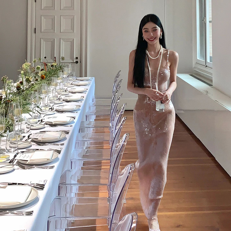 宴会气质亮片性感吊带连衣裙