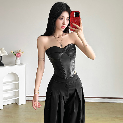 无袖抹胸背心显瘦不规则短上衣