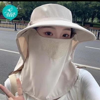 夏天帽子遮阳女夏季防晒面罩防紫外线大檐遮脸护颈骑车全方位太阳