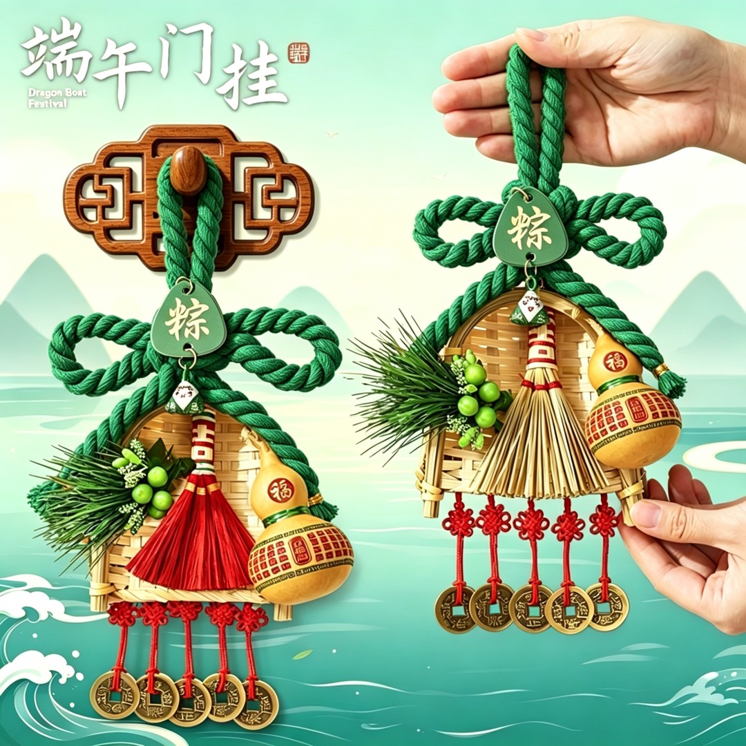 端午艾草葫芦万字结门挂香囊