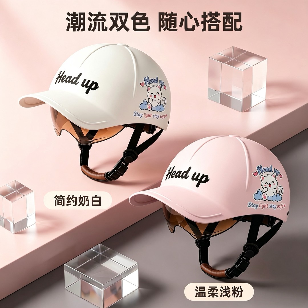 夏季遮阳防紫外线可调电动车头盔