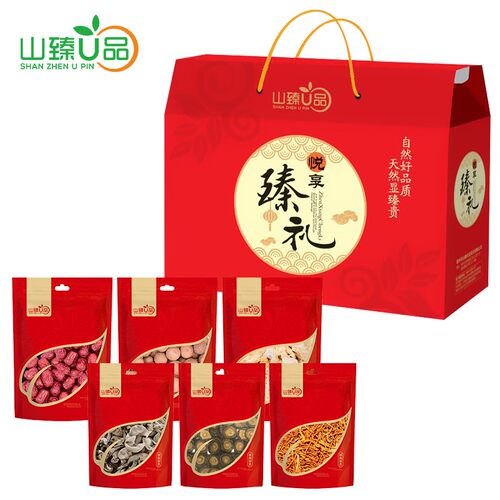 山臻U品悦享臻礼红枣银耳木耳桂圆香菇虫草花干货礼盒860g