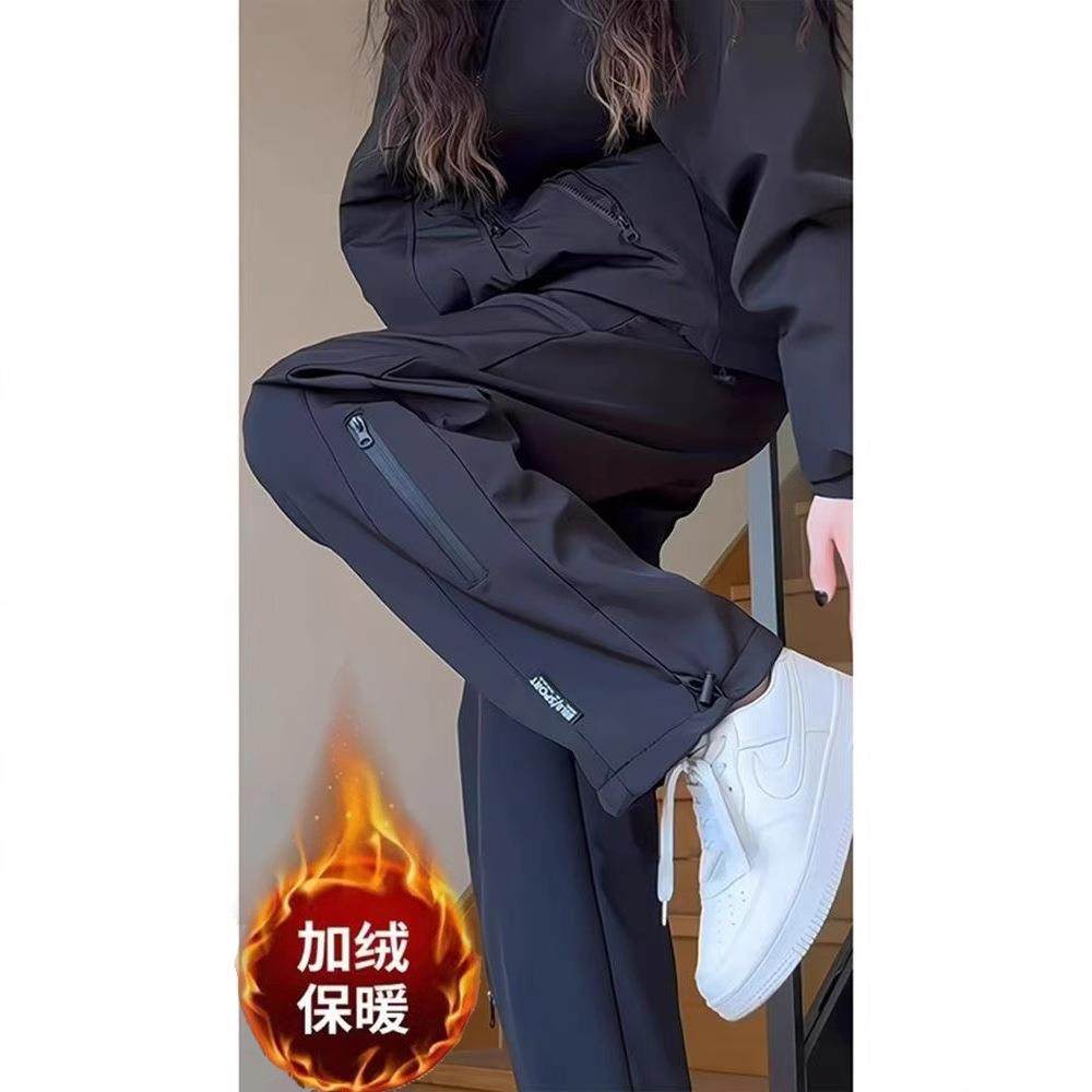 维多利亚情侣男女同款冲锋裤防水防风防寒加绒休闲运动裤女冬季直