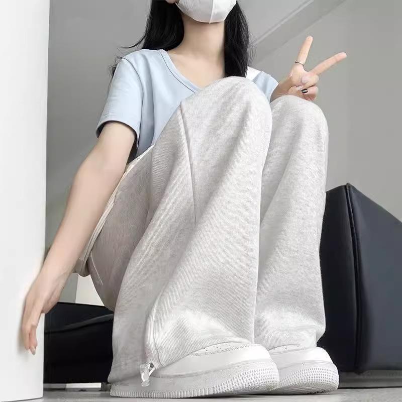 维多利亚秋季运动长裤女2025新款宽松休闲显瘦直筒阔腿裤小个子高