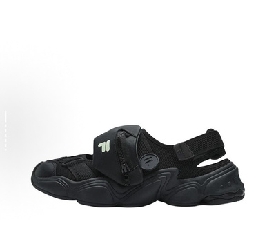 FILA FUSION斐乐潮牌TENACITY防滑耐磨透气休闲沙滩凉鞋男款黑色