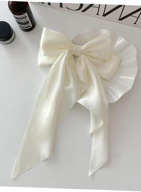 Elegant Bow Ribbon Hair ClipSimple Solid Satin Spring Clip H
