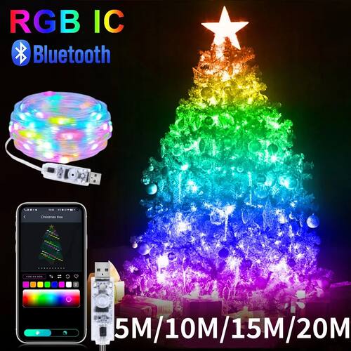 5M/10M/15M/20M RGBIC USB Sting Light Bluetooth APP DIY LED F