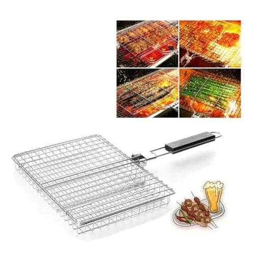Portable  Metal iron Folding Grill Basket BBQ Grill Basket W