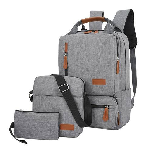 3pcs Backpack Set Women Men Laptop Backpack Shoulder Bag Sma