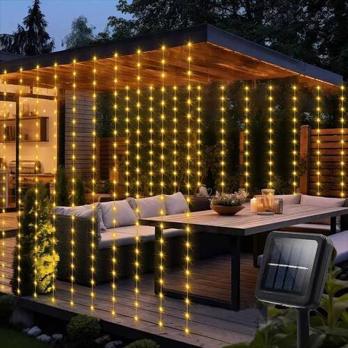 Solar Curtain Light LED Outdoor Waterproof 300leds Garland D
