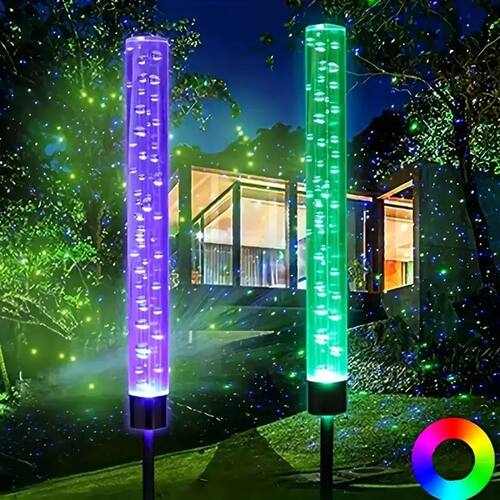 1/2pcs Solar Bubble Bar Garden Light Outdoor Color Changing
