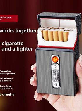 20Pcs Cigarette Case Storage充电防风点火器粗烟盒USB Lighter