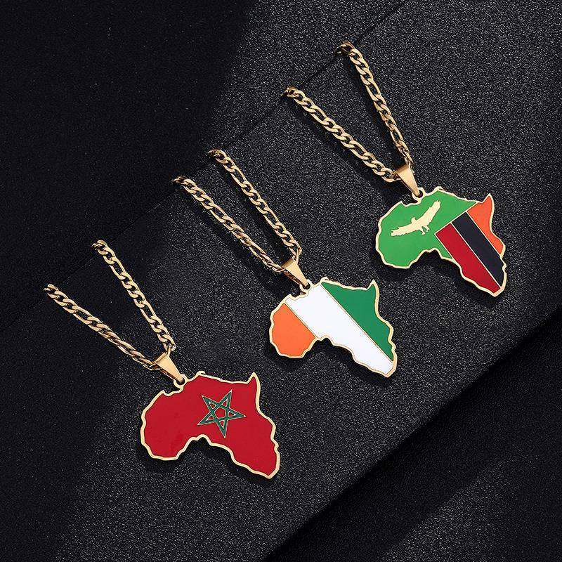 Map necklace Africa 非洲地图尼日利亚索马里安哥拉不锈钢项链