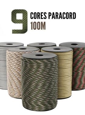 100M/50M 550 Military Standard 9-Core Paracord Rope 4mm Outd