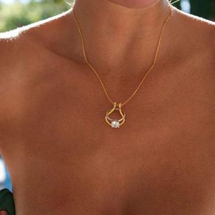 Dainty Ring Holder Necklace Horseshoe, Drop Ring Holder Ne