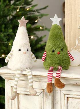 Christmas Decor Cute Plush Christmas Tree Wreath Hanging Leg