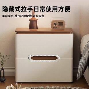 实木床头柜轻奢简约现代家用小型卧室新款奶油床边柜收纳储物柜子