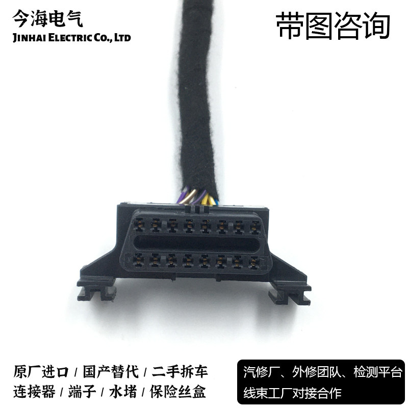 福特福克斯福睿斯蒙迪欧金牛座嘉年华OBD电脑诊断检测线束插头