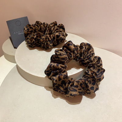 时髦气质复古时尚百搭基础高质感丝绒豹纹大肠发圈扎马尾发绳头绳