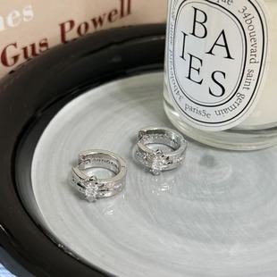 韩国东大门锆石十字架耳扣女复古简约时尚耳环轻奢耳饰设计感小众