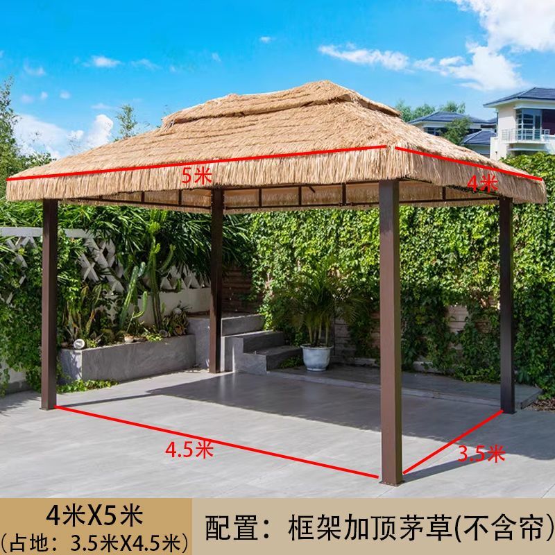 防雨餐饮休闲 遮阳凉亭彷真茅草屋庭院休闲 农场露天毛草棚四角茅