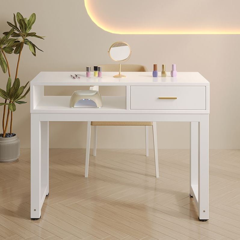 新款网红日式美甲桌三人双人木质简约双层美甲店桌子特价收纳储物