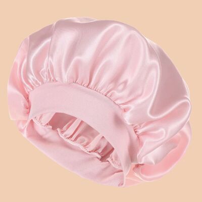 1pc Women's Solid Color Satin Wide-Brimmed Shower Cap, Suita