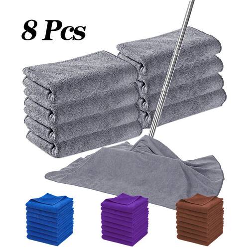 8pcs Large Microfiber Cleaning Cloths - High Absorbency, Reu