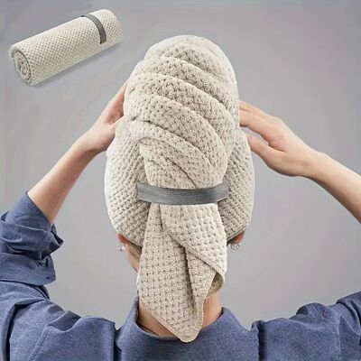 Large Solid Color Water Absorbent Hair Drying Towel Microfib