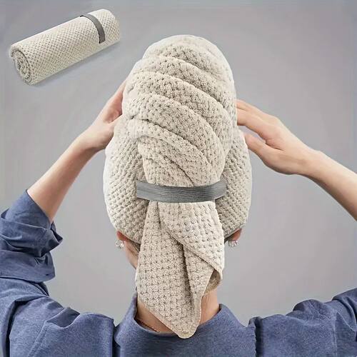 Large Solid Color Water Absorbent Hair Drying Towel Microfib