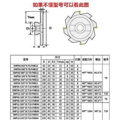 SMP三面刃铣刀盘套式数控三面刃可转位铣T型槽刀盘MPHT06 08 12