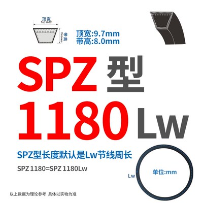 三角带SPZ/SPA/SPB/1000/1100/1180/1250/1320/Lw传动皮带橡胶窄V