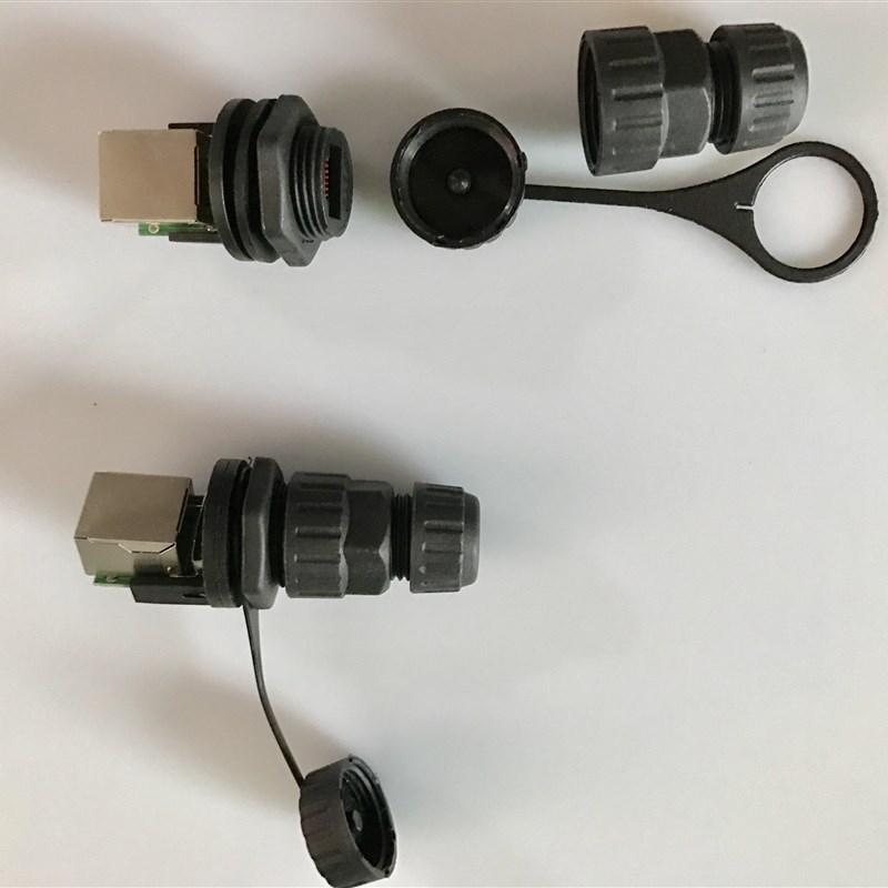 RG45-M19前装面板螺纹固定安装式E母端输出RJ45网络网线防水接头