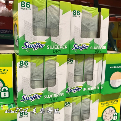 保税区发 美国正品swiffer sweeper 86片拖把干巾静电除尘布吸尘