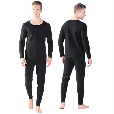 秋冬款双面德绒内衣套装保暖套装男士圆领加绒加厚秋衣秋裤休闲