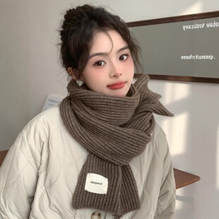 Christmas red knitted scarf for women, winter Korean versio